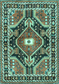 Medallion Turquoise Traditional Rug, tr4368turq