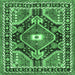 Square Medallion Emerald Green Traditional Rug, tr4368emgrn