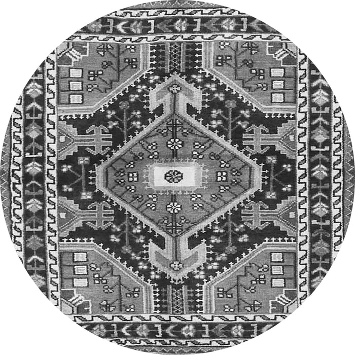 Machine Washable Medallion Gray Traditional Rug, wshtr4368gry