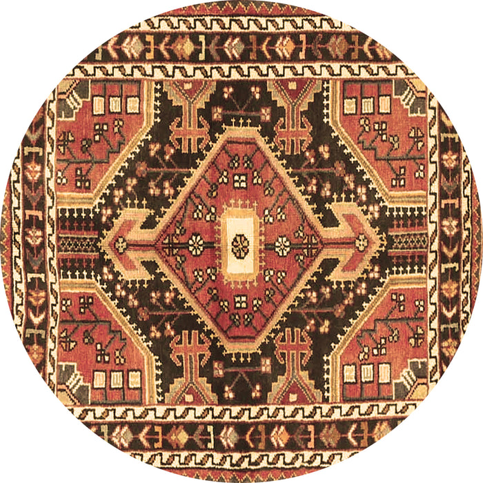 Round Medallion Brown Traditional Rug, tr4368brn