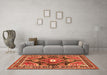 Machine Washable Medallion Orange Traditional Area Rugs in a Living Room, wshtr4368org