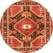 Machine Washable Medallion Orange Traditional Area Rugs, wshtr4368org