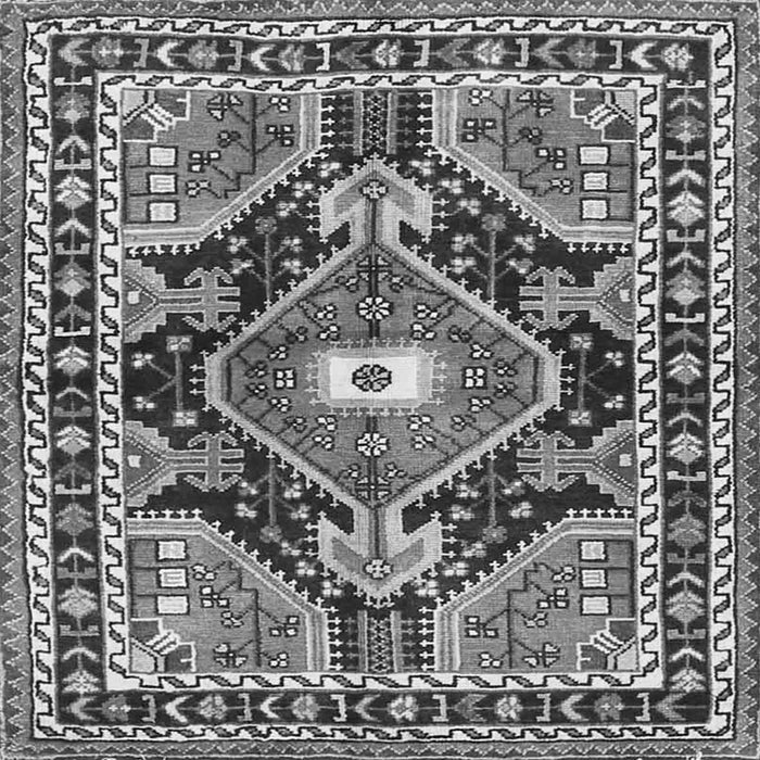 Round Machine Washable Medallion Gray Traditional Rug, wshtr4368gry