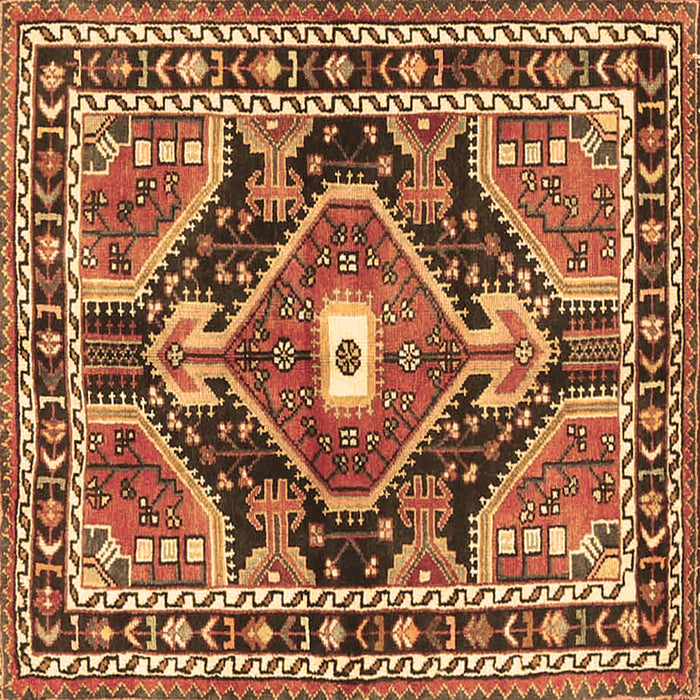 Square Medallion Brown Traditional Rug, tr4368brn