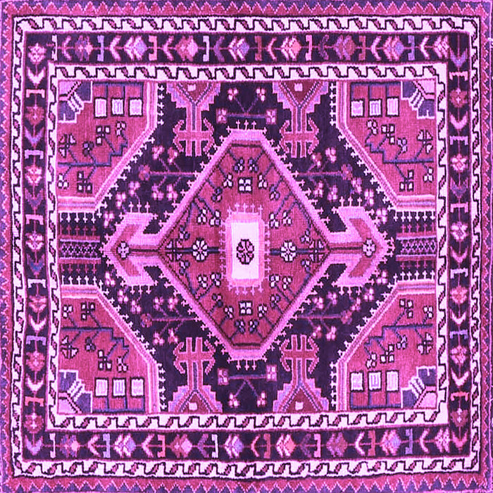 Square Medallion Purple Traditional Rug, tr4368pur