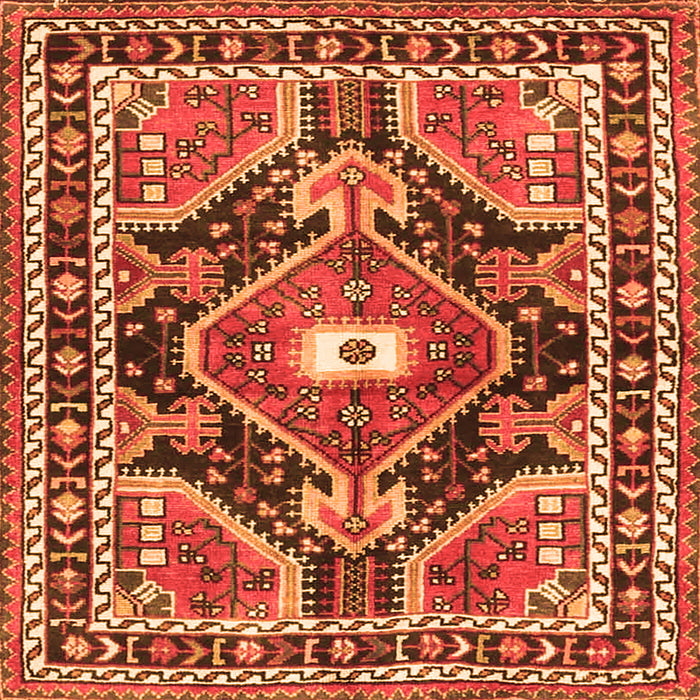 Serging Thickness of Medallion Orange Traditional Rug, tr4368org
