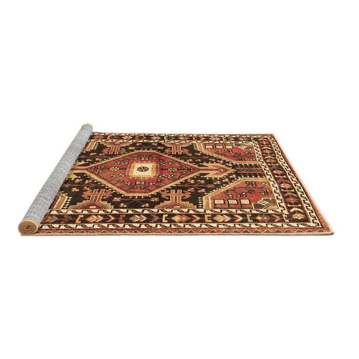 Sideview of Machine Washable Medallion Brown Traditional Rug, wshtr4368brn