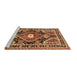 Sideview of Machine Washable Medallion Brown Traditional Rug, wshtr4368brn