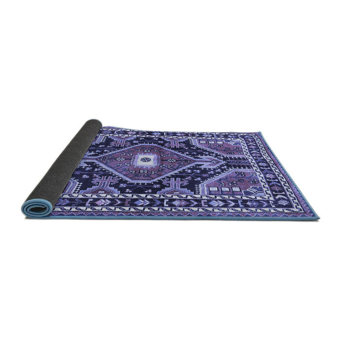 Sideview of Medallion Blue Traditional Rug, tr4368blu