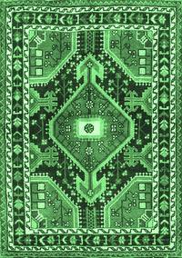 Medallion Emerald Green Traditional Rug, tr4368emgrn