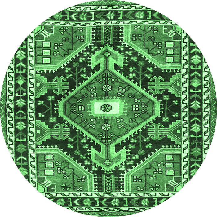 Round Medallion Emerald Green Traditional Rug, tr4368emgrn