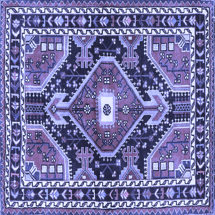 Square Medallion Blue Traditional Rug, tr4368blu