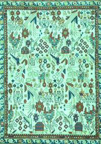 Animal Turquoise Traditional Rug, tr4369turq