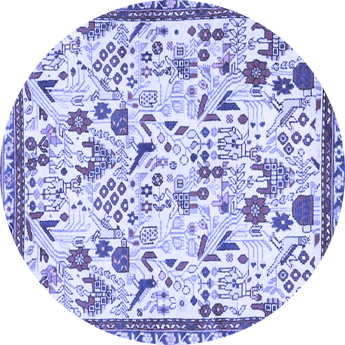 Round Animal Blue Traditional Rug, tr4369blu