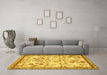 Machine Washable Animal Yellow Traditional Rug in a Living Room, wshtr4369yw