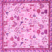 Square Machine Washable Animal Pink Traditional Rug, wshtr4369pnk