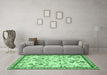 Machine Washable Animal Emerald Green Traditional Area Rugs in a Living Room,, wshtr4369emgrn