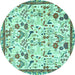 Round Animal Turquoise Traditional Rug, tr4369turq