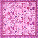 Square Animal Pink Traditional Rug, tr4369pnk