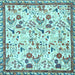 Square Animal Light Blue Traditional Rug, tr4369lblu