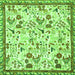 Round Machine Washable Animal Green Traditional Area Rugs, wshtr4369grn