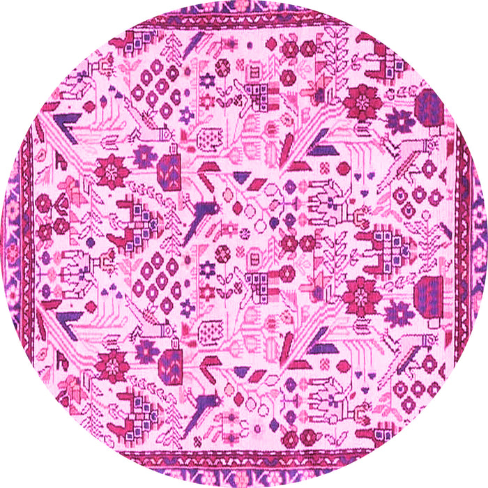 Round Machine Washable Animal Pink Traditional Rug, wshtr4369pnk