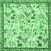 Square Machine Washable Animal Emerald Green Traditional Area Rugs, wshtr4369emgrn