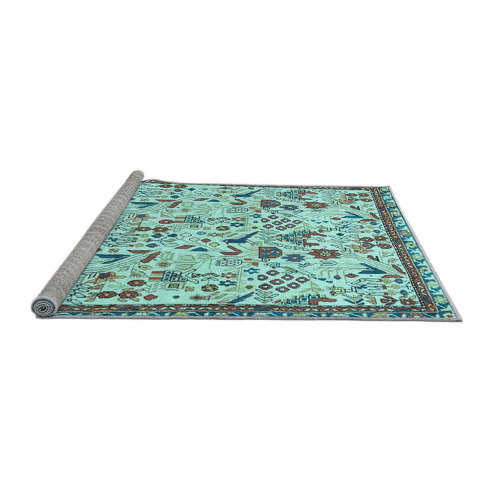 Sideview of Machine Washable Animal Light Blue Traditional Rug, wshtr4369lblu