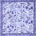 Square Animal Blue Traditional Rug, tr4369blu