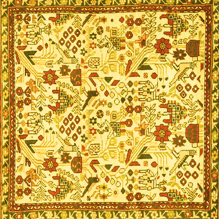 Square Animal Yellow Traditional Rug, tr4369yw