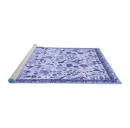 Sideview of Machine Washable Animal Blue Traditional Rug, wshtr4369blu