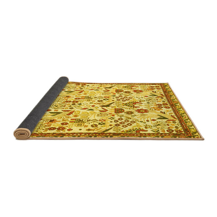 Sideview of Animal Yellow Traditional Rug, tr4369yw