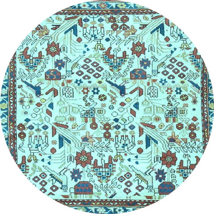 Round Animal Light Blue Traditional Rug, tr4369lblu