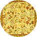 Round Animal Yellow Traditional Rug, tr4369yw