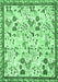 Machine Washable Animal Emerald Green Traditional Area Rugs, wshtr4369emgrn