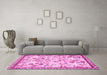 Machine Washable Animal Pink Traditional Rug in a Living Room, wshtr4369pnk
