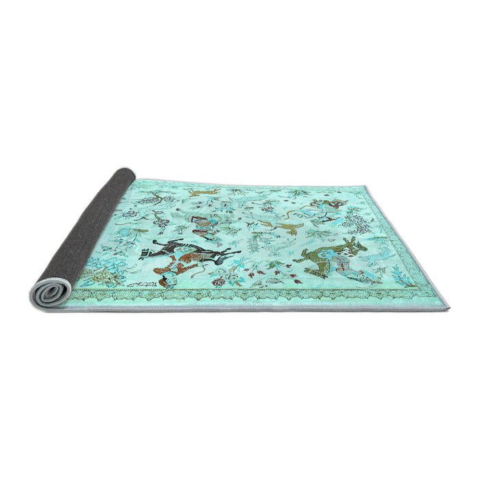 Sideview of Animal Light Blue Traditional Rug, tr436lblu