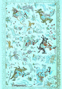 Animal Light Blue Traditional Rug, tr436lblu