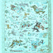 Square Machine Washable Animal Light Blue Traditional Rug, wshtr436lblu