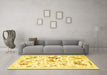 Machine Washable Animal Yellow Traditional Rug in a Living Room, wshtr436yw