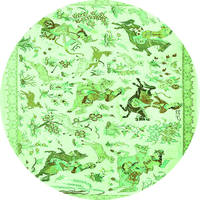 Square Animal Green Traditional Rug, tr436grn