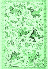 Animal Emerald Green Traditional Rug, tr436emgrn