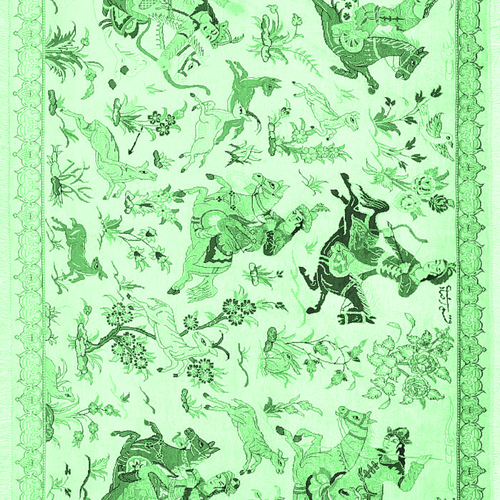 Animal Emerald Green Traditional Rug, tr436emgrn