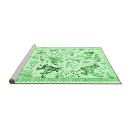 Sideview of Machine Washable Animal Emerald Green Traditional Area Rugs, wshtr436emgrn