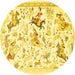 Round Animal Yellow Traditional Rug, tr436yw