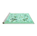 Sideview of Machine Washable Animal Turquoise Traditional Area Rugs, wshtr436turq