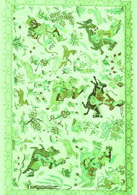 Animal Green Traditional Rug, tr436grn