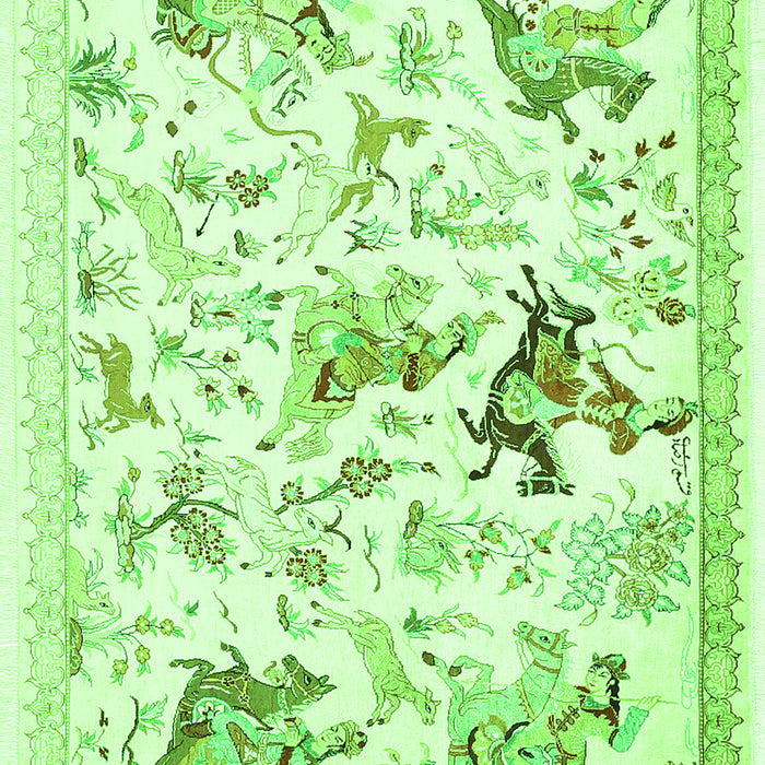 Animal Green Traditional Rug, tr436grn
