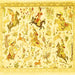 Square Animal Yellow Traditional Rug, tr436yw