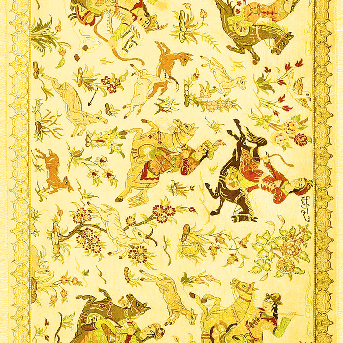 Machine Washable Animal Yellow Traditional Rug, wshtr436yw